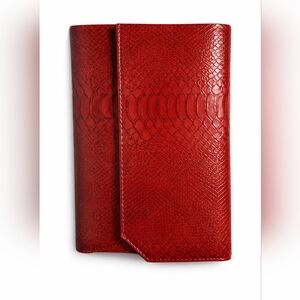 VTG Red Snakeskin Leather Clutch Tech Case/Envelope Bag Organizer Chic Minimalis